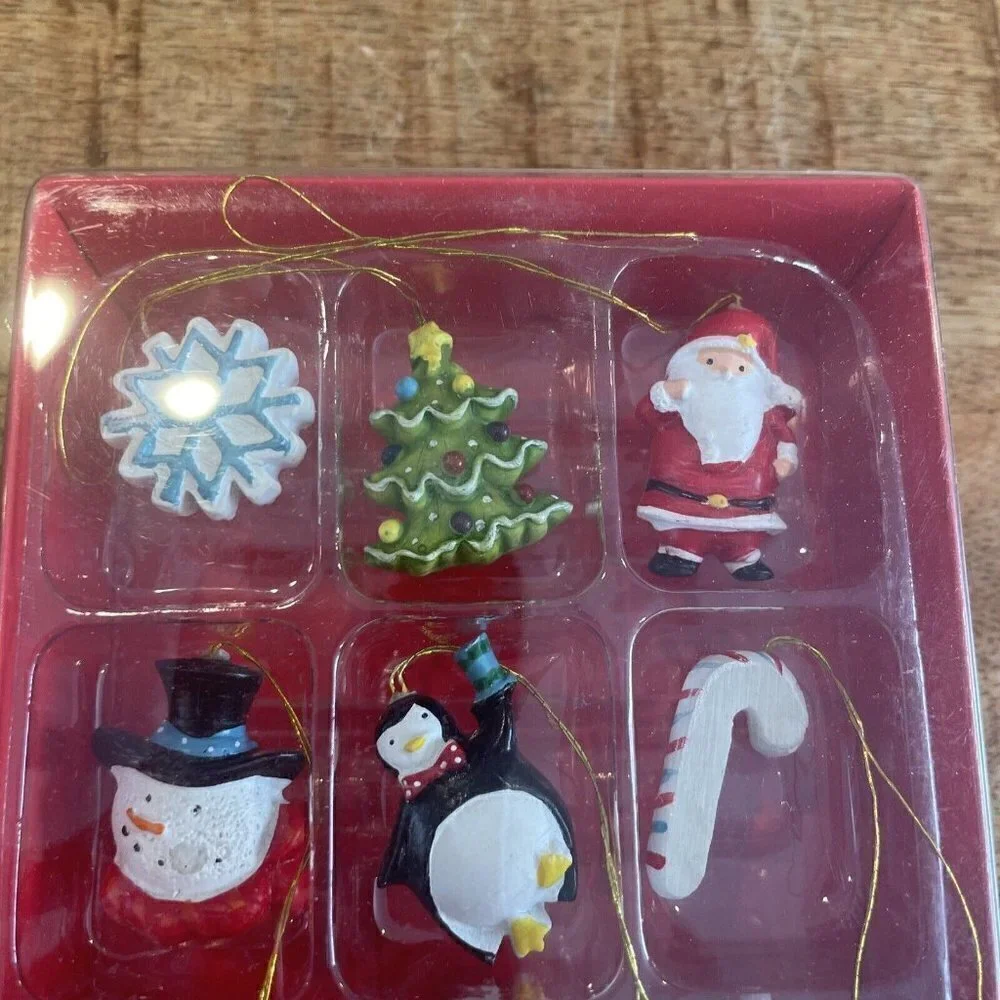Mini Resin Christmas Ornaments Set of 12 Classic Christmas Decorations Small